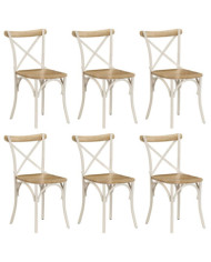Chaises à dossier croisé lot de 6 blanc bois de manguier massif | Mobilier & Déco