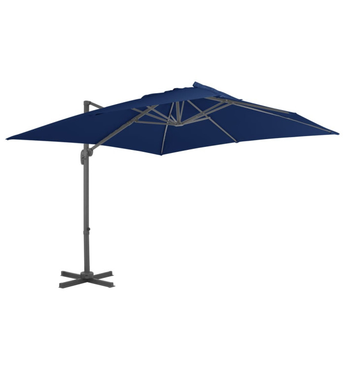 Parasol de jardin en porte-à-faux et mât en aluminium bleu azur | Mobilier & Déco