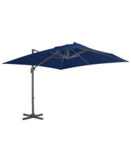 Parasol de jardin en porte-à-faux et mât en aluminium bleu azur | Mobilier & Déco