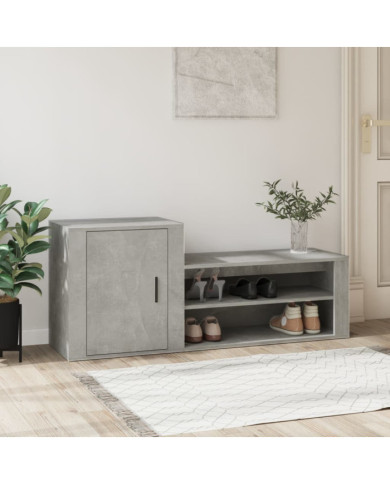 Armoire à chaussures Gris béton 130x35x54 cm Bois d'ingénierie | Mobilier & Déco