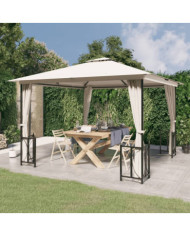 Tonnelle avec parois et toit double 3x3 m Crème | Mobilier & Déco