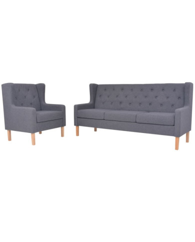 Ensemble de canapés 2 pcs tissu gris | Mobilier & Déco