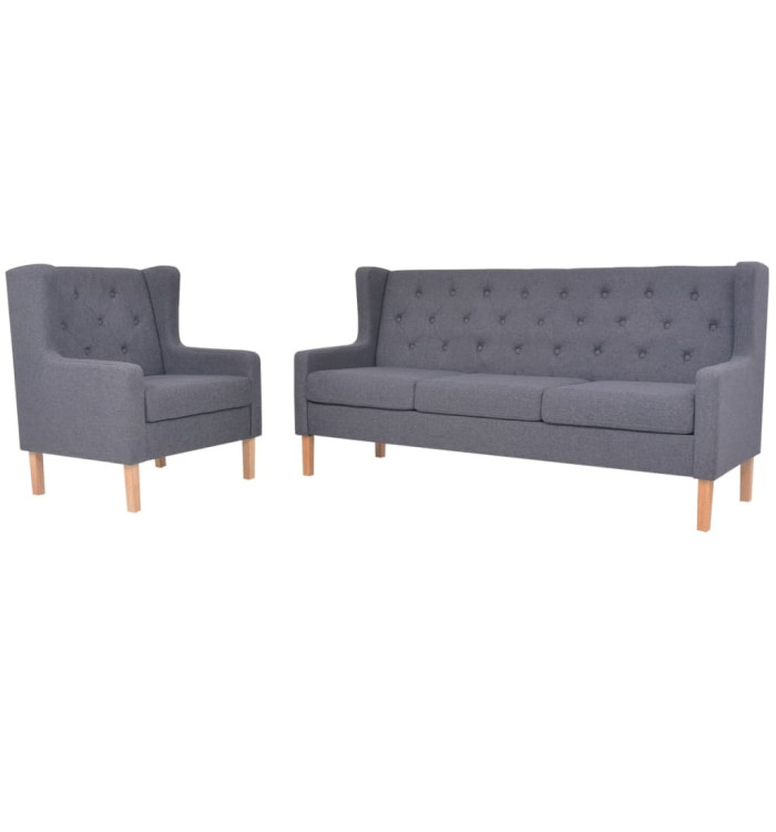 Ensemble de canapés 2 pcs tissu gris | Mobilier & Déco