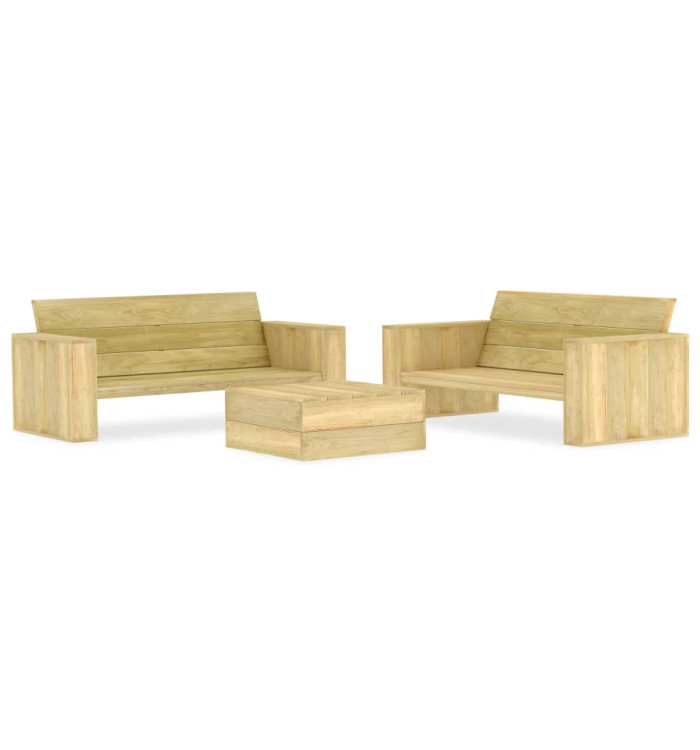 Salon de jardin 3 pcs Bois de pin imprégné | Mobilier & Déco