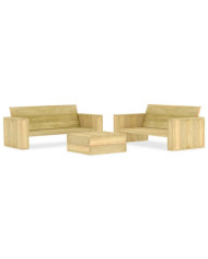 Salon de jardin 3 pcs Bois de pin imprégné | Mobilier & Déco