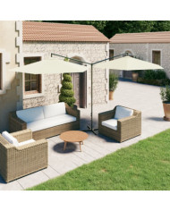 Parasol de jardin double avec mât en acier sable 600 cm | Mobilier & Déco
