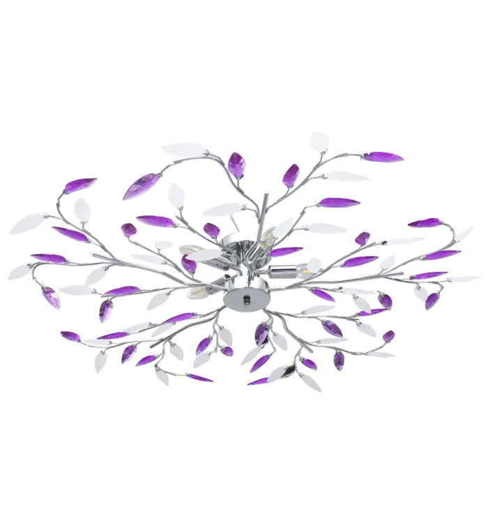 Plafonnier à bras feuille en cristal acrylique 5 ampoules E14 | Mobilier & Déco