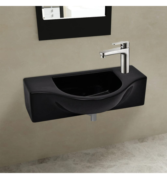Vasque à trou pour robinet céramique Noir pour salle de bain | Mobilier & Déco