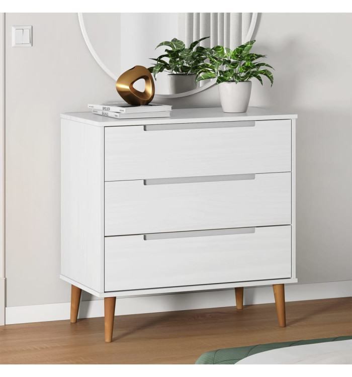 Commode MOLDE Blanc 80x40x80 cm Bois de pin massif | Mobilier & Déco