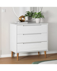 Commode MOLDE Blanc 80x40x80 cm Bois de pin massif | Mobilier & Déco