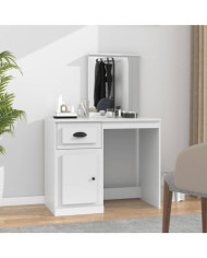 Coiffeuse avec miroir blanc 90x50x132,5 cm bois d'ingénierie | Mobilier & Déco