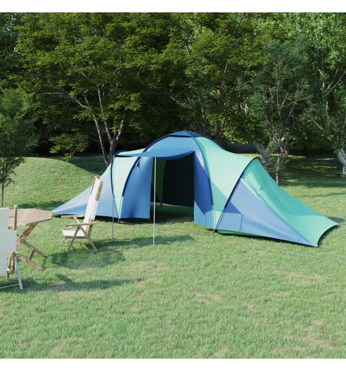 Tente de camping pour 6 personnes bleu et vert | Mobilier & Déco