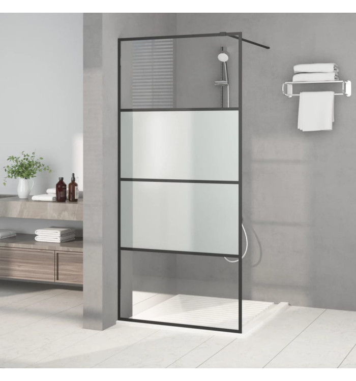 Paroi de douche Noir 90x195 cm Verre ESG demi-dépoli | Mobilier & Déco