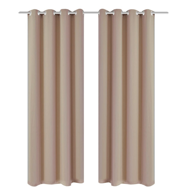 Rideau occultant 2 pcs avec œillets métalliques 135x175cm Crème | Mobilier & Déco