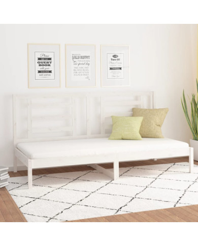 Lit de jour sans matelas blanc 90x200 cm bois de pin massif | Mobilier & Déco