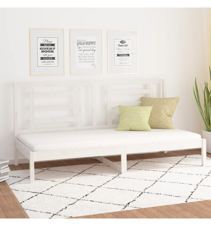 Lit de jour sans matelas blanc 90x200 cm bois de pin massif | Mobilier & Déco