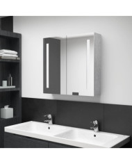 Armoire de salle de bain à miroir LED Gris béton 62x14x60 cm | Mobilier & Déco