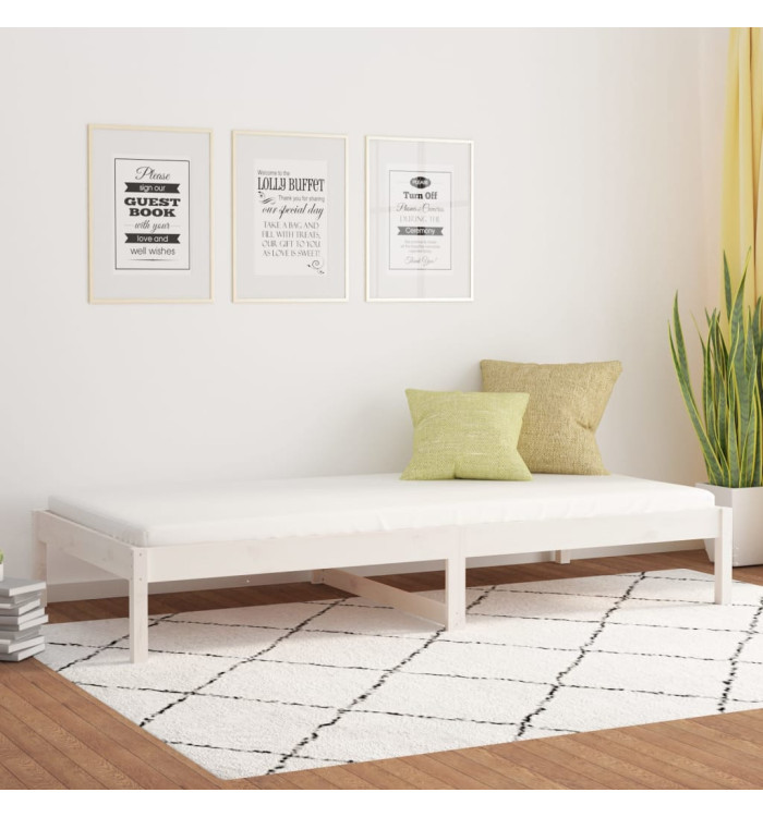 Lit de jour sans matelas blanc 90x200 cm bois de pin massif | Mobilier & Déco