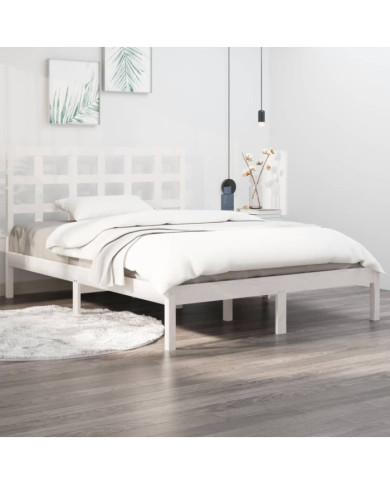Cadre de lit sans matelas blanc 200x200 cm bois massif | Mobilier & Déco