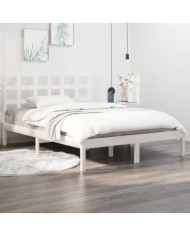 Cadre de lit sans matelas blanc 200x200 cm bois massif | Mobilier & Déco