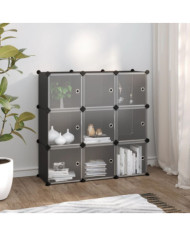 Cubes de rangement 9 pcs avec portes noir PP | Mobilier & Déco