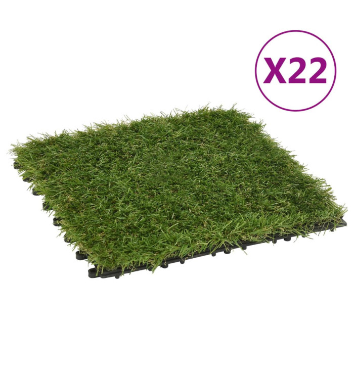 Carreaux de gazon artificiel 22 pcs Vert 30x30 cm | Mobilier & Déco