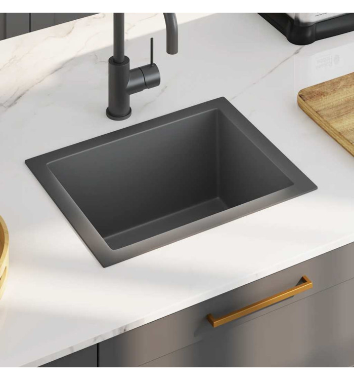 Évier de cuisine fait main Noir Acier inoxydable | Mobilier & Déco