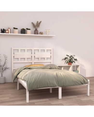 Cadre de lit sans matelas blanc 140x190 cm bois massif | Mobilier & Déco