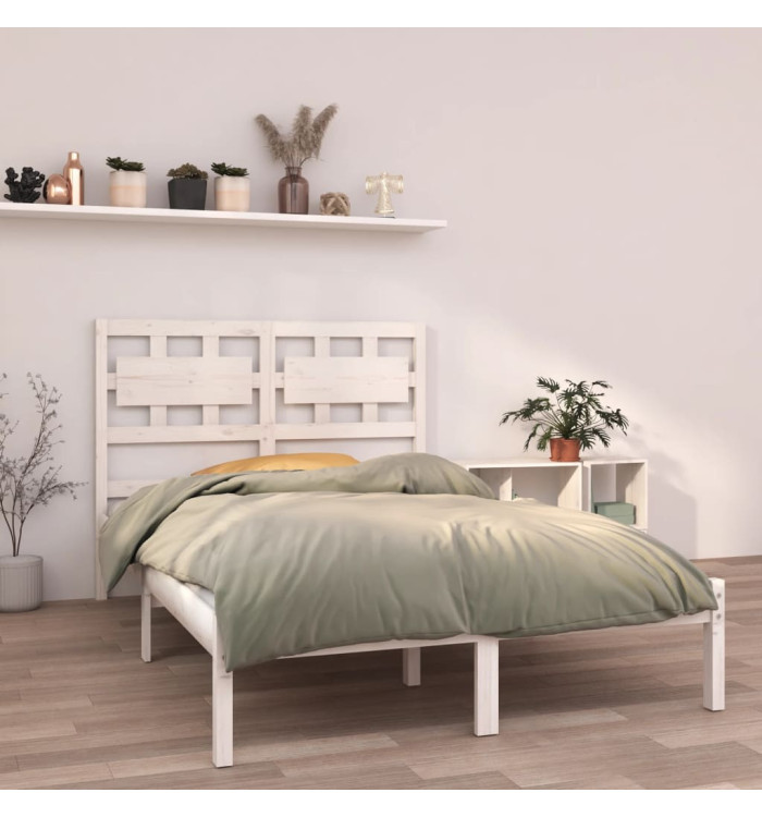 Cadre de lit sans matelas blanc 140x190 cm bois massif | Mobilier & Déco