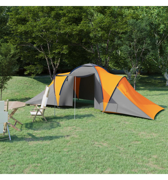 Tente de camping pour 6 personnes gris et orange | Mobilier & Déco