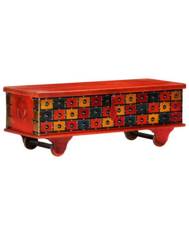 Boîte de rangement Rouge 110x40x40 cm Bois d'acacia massif | Mobilier & Déco