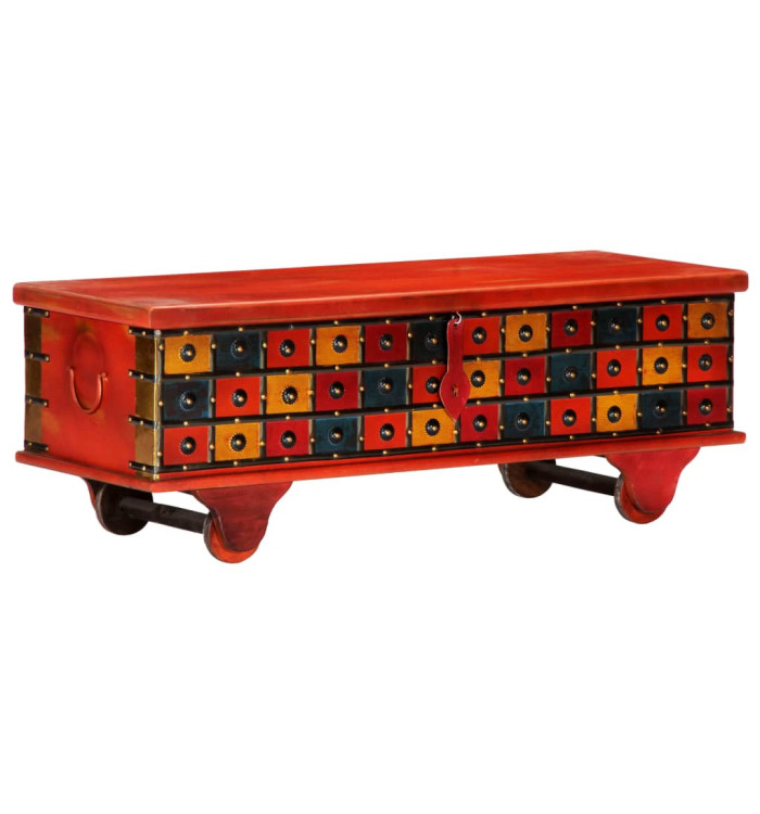 Boîte de rangement Rouge 110x40x40 cm Bois d'acacia massif | Mobilier & Déco
