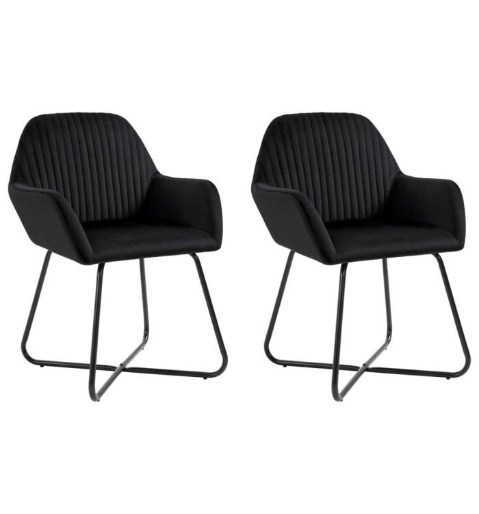 Chaises à manger lot de 2 Noir Velours | Mobilier & Déco