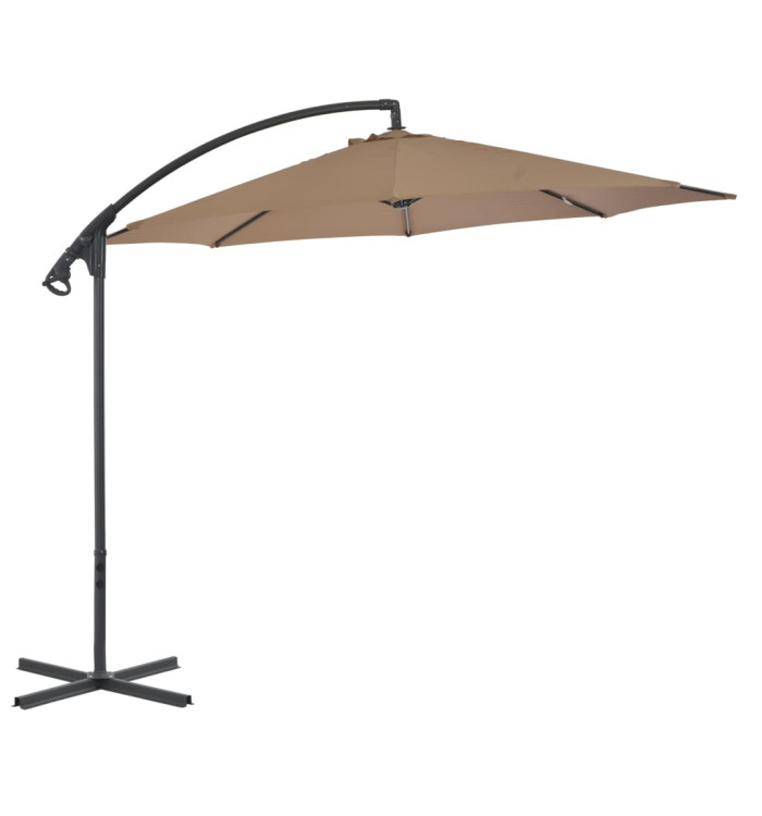 Parasol de jardin en porte-à-feux avec poteau en acier taupe | Mobilier & Déco