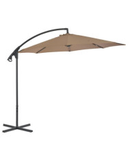 Parasol de jardin en porte-à-feux avec poteau en acier taupe | Mobilier & Déco