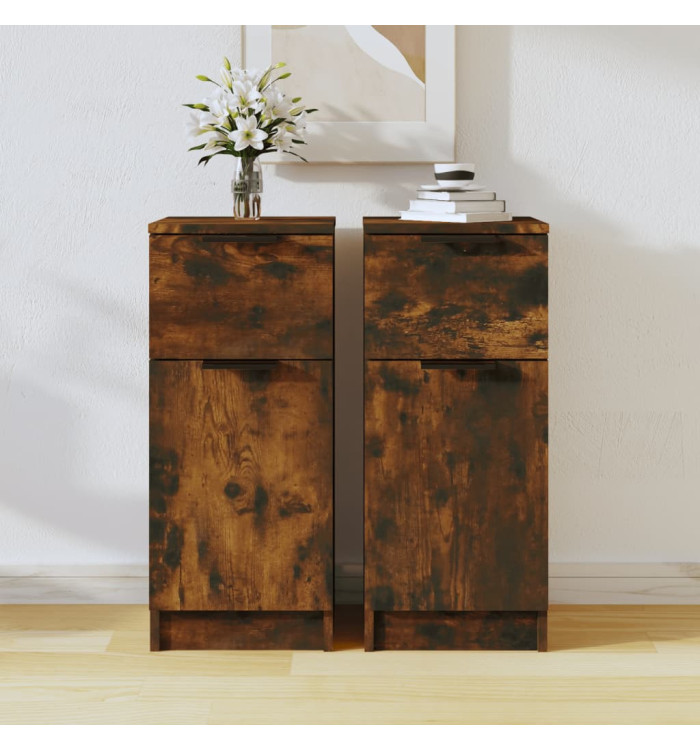 Buffets 2 pcs Chêne fumé 30x30x70 cm Bois d'ingénierie | Mobilier & Déco
