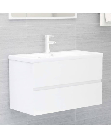 Armoire d'évier Blanc brillant 80x38,5x45 cm Bois d'ingénierie | Mobilier & Déco