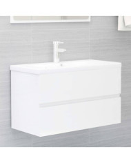 Armoire d'évier Blanc brillant 80x38,5x45 cm Bois d'ingénierie | Mobilier & Déco