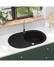 Évier de cuisine en granit Bac unique Ovale Noir | Mobilier & Déco