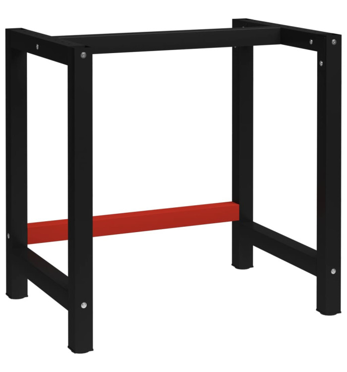 Cadre de banc de travail Métal 80x57x79 cm Noir et rouge | Mobilier & Déco