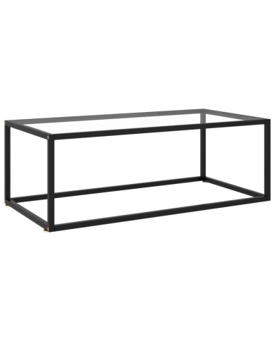 Table basse Noir avec verre trempé 100x50x35 cm | Mobilier & Déco