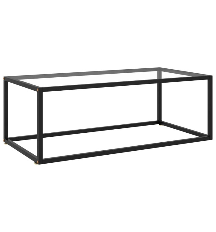 Table basse Noir avec verre trempé 100x50x35 cm | Mobilier & Déco