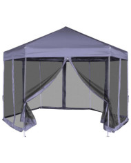 Chapiteau hexagonal avec 6 parois latérales 3,6x3,1m Bleu foncé | Mobilier & Déco