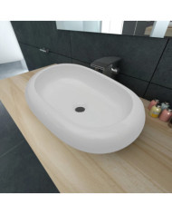 Lavabo en forme ovale Céramique 63 x 42 cm Blanc | Mobilier & Déco
