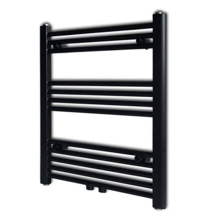 Sèche-serviettes eau chaude à rails droits noir 600x764 mm | Mobilier & Déco