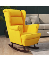 Fauteuil à bascule pieds en bois massif d'hévéa Jaune Velours | Mobilier & Déco