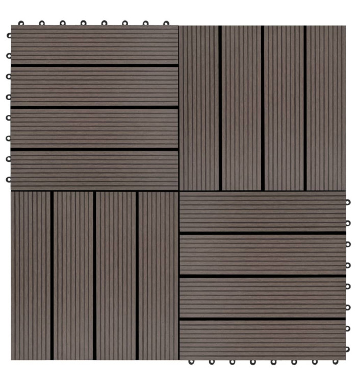Carreaux de terrasse 22 pcs 30 x 30 cm 2 m² WPC Marron foncé | Mobilier & Déco