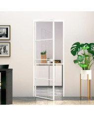 Porte d'intérieur Blanc 76x201,5 cm Trempé verre aluminium fin | Mobilier & Déco