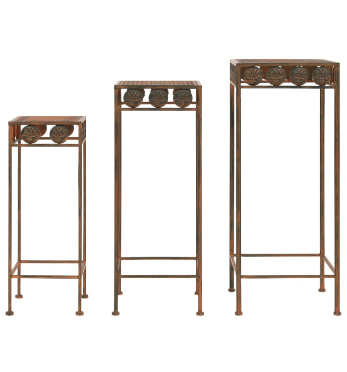 Set de supports de plantes 3 pcs Style vintage Métal rouillé | Mobilier & Déco