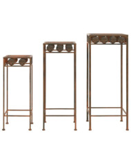 Set de supports de plantes 3 pcs Style vintage Métal rouillé | Mobilier & Déco